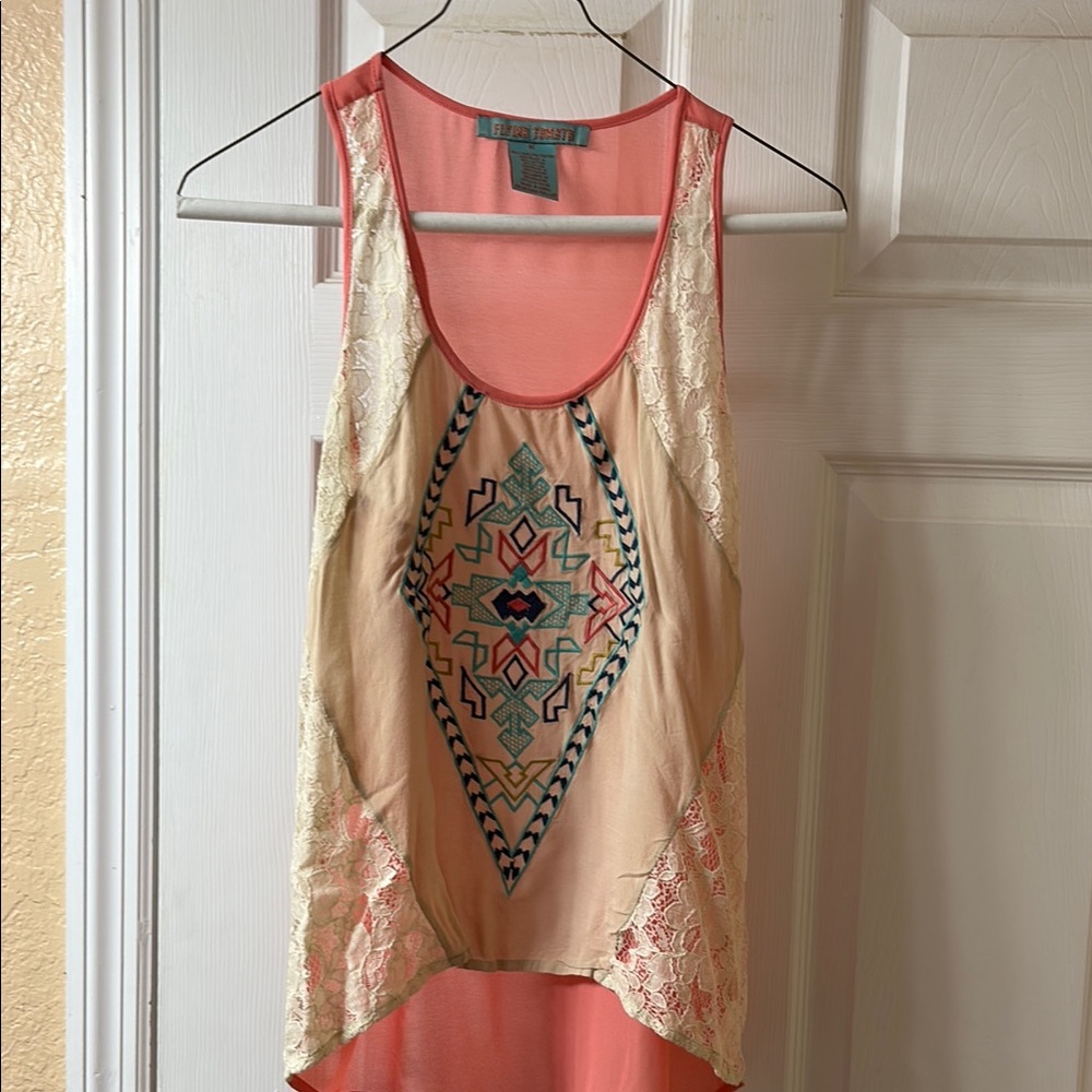 Flying Tomato Pink Asymmetrical Graphic Tank Top